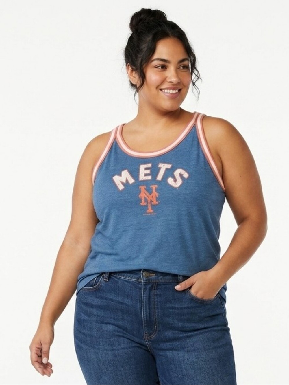 Women's New York Mets MLB New Era Jersey Tank Top XXL PTP 21 Distressed Graphics